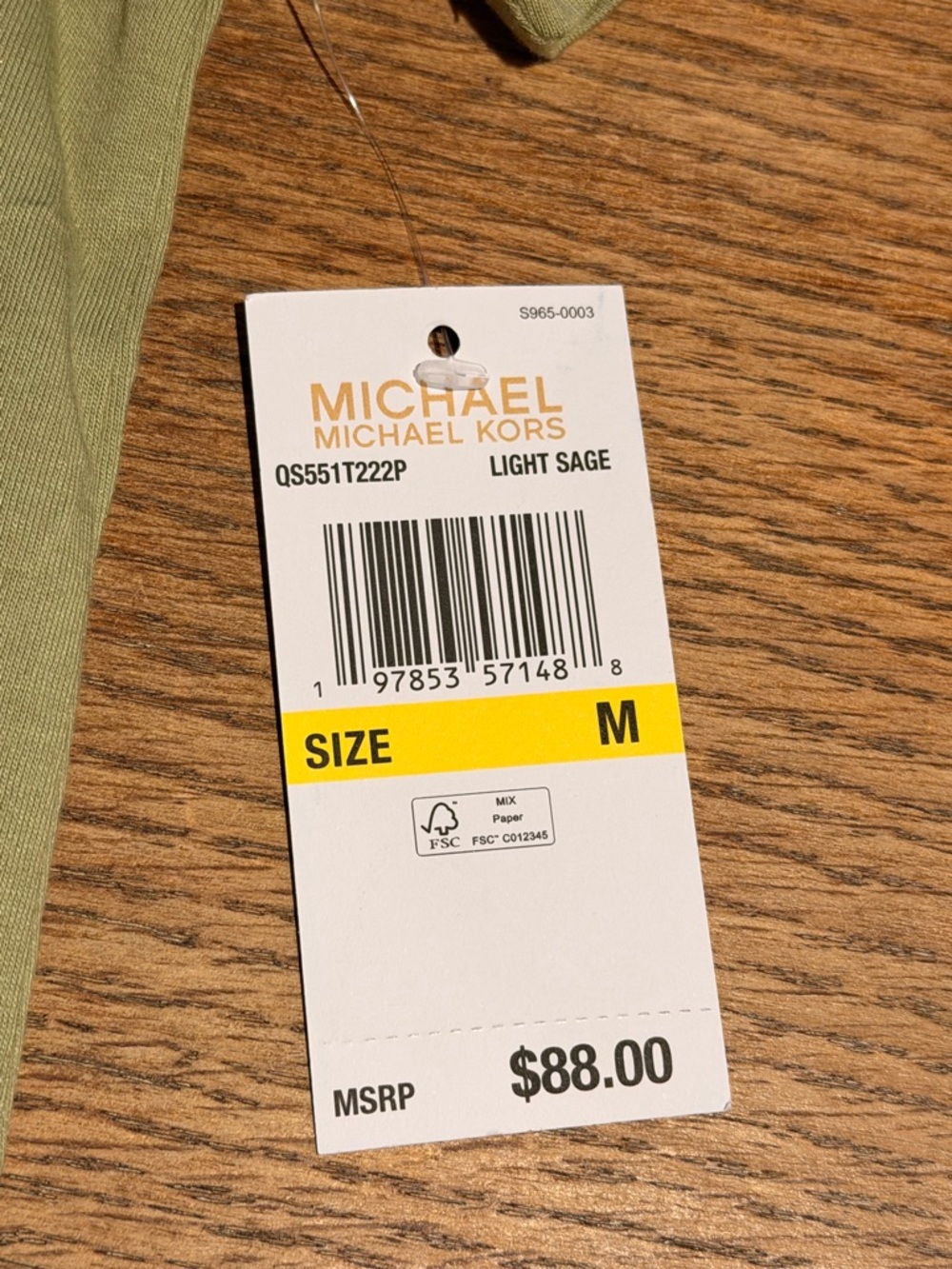 Michael Kors Olive Green Cold-Shoulder Tee with Gold Logo - Picture 7 of 9